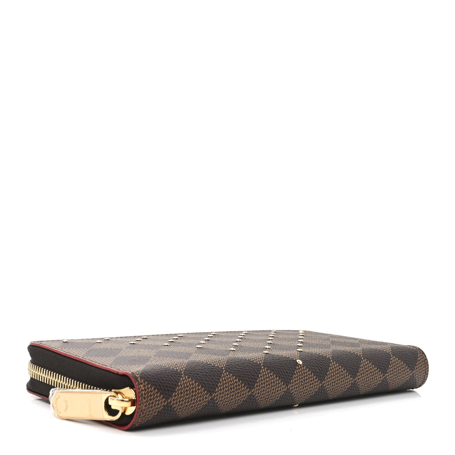 Damier Ebene Studded Zippy Wallet Cherry