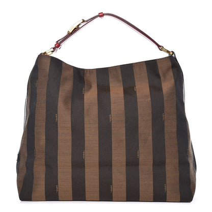 Fendi Pequin Cuoio Vegetale Large Hobo Tobacco Rosso Black 1 of 10
