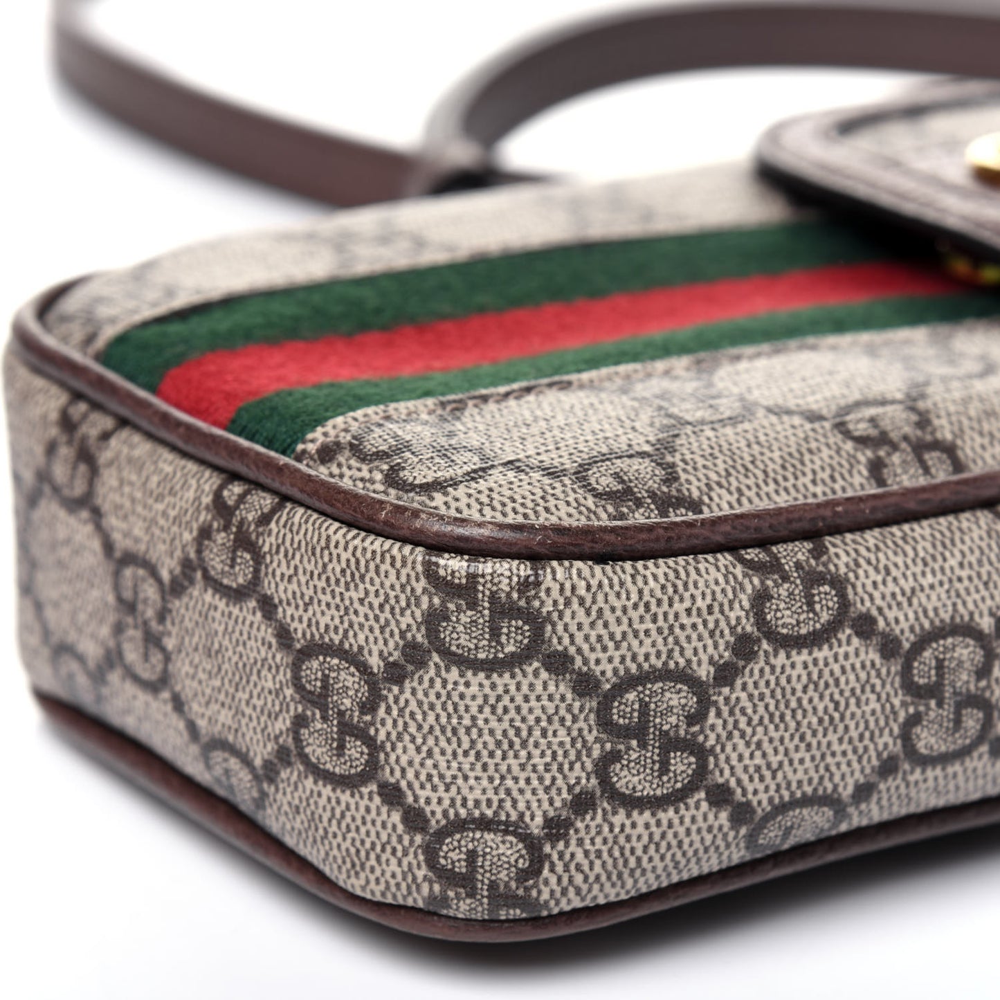 GG Supreme Monogram Web Ophidia Phone Crossbody Bag Beige New Acero