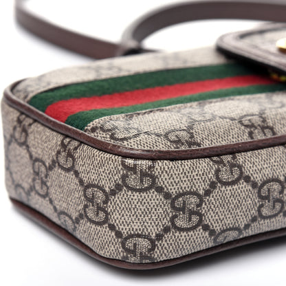 Gucci GG Supreme Monogram Web Ophidia Phone Crossbody Bag Beige New Acero 10 of 17