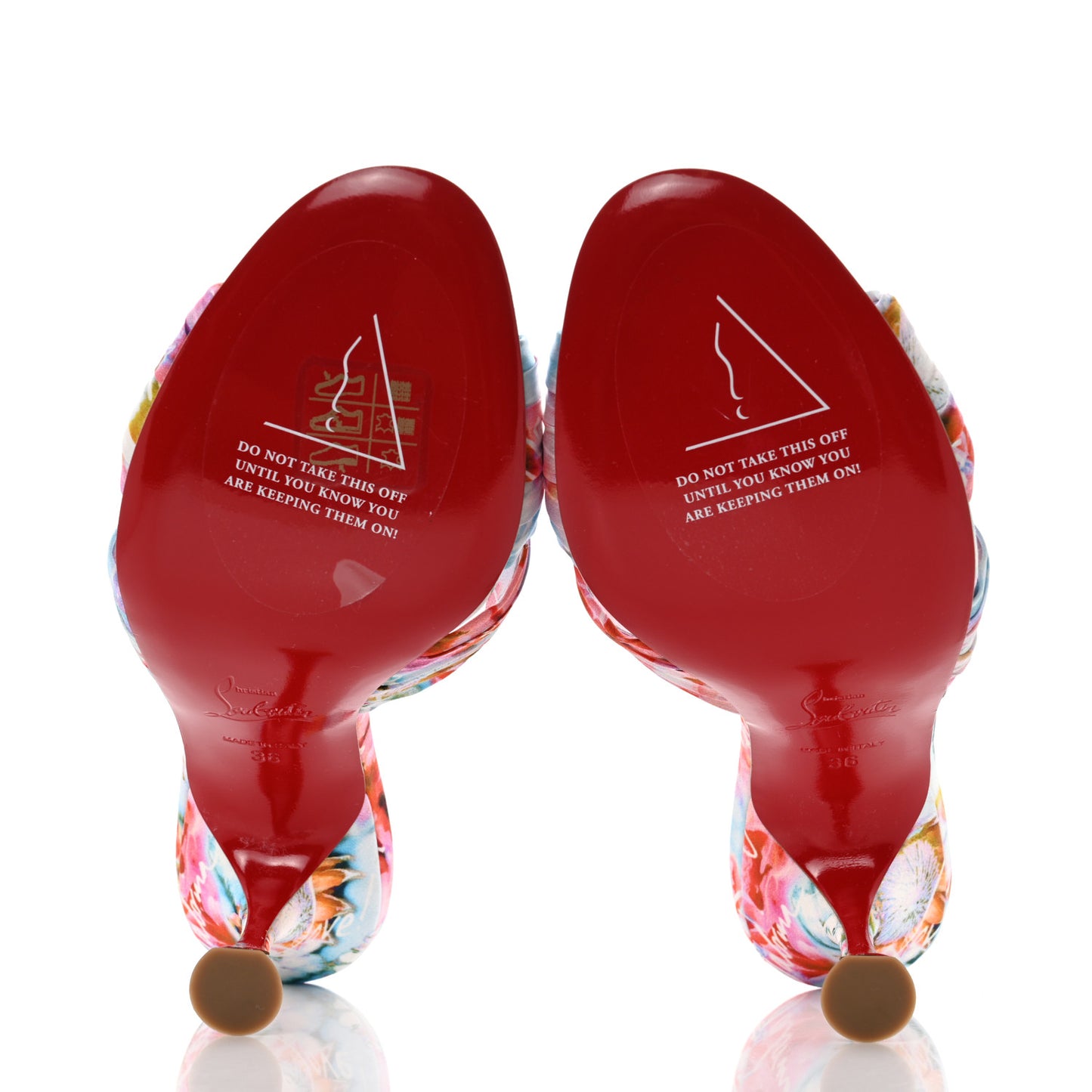 Crepe Satin Celebration Print Nicol Is Back 85 Slide Sandals 36 Multicolor