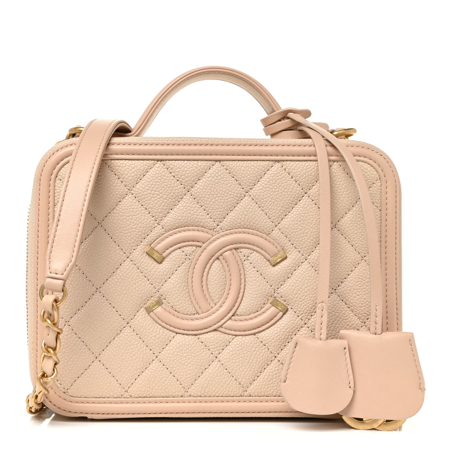 Chanel Caviar Quilted Medium CC Filigree Vanity Case Beige 1 of 11