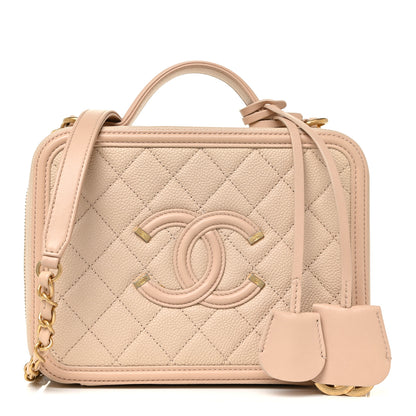 Chanel Caviar Quilted Medium CC Filigree Vanity Case Beige 1 of 11