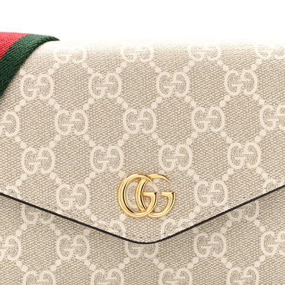 Gucci GG Supreme Monogram Textured Dollar Calfskin Web Mini Ophidia Envelope Shoulder Bag Beige Mystic White Oatmeal 8 of 13