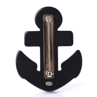 Chanel Resin Pearl Anchor CC Brooch Black Blue 3 of 5