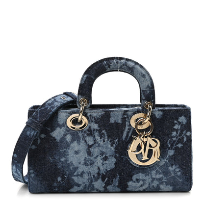 Christian Dior Denim Flowers Cannage Medium Lady D-Joy Blue 1 of 10