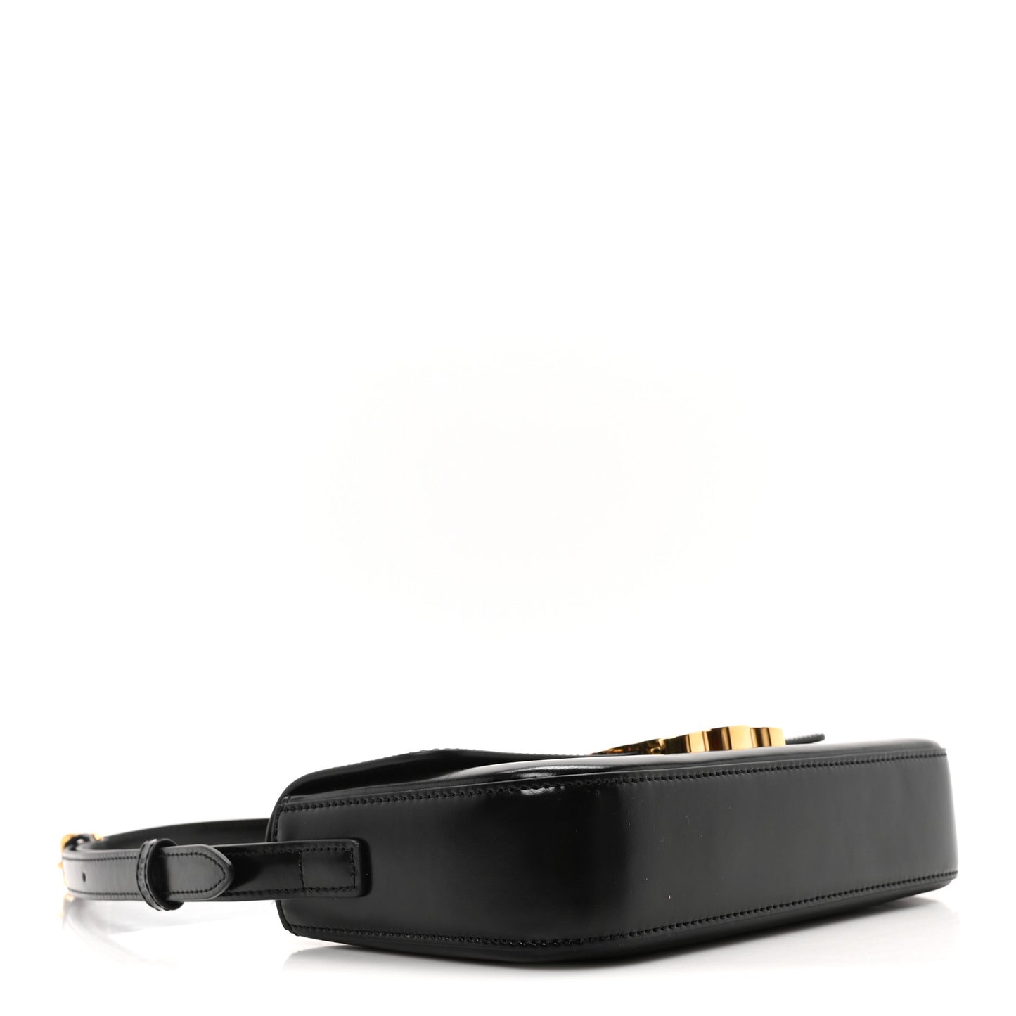 Shiny Calfskin Triomphe Shoulder Bag Black