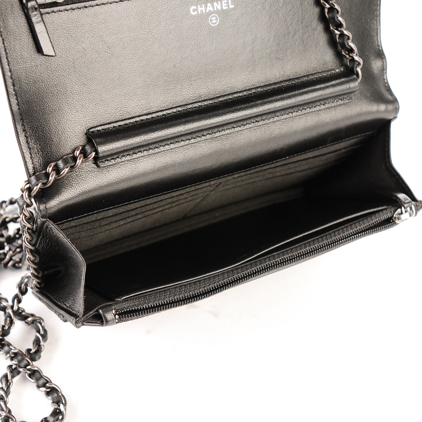 Lambskin Quilted Boy Wallet On Chain WOC Black