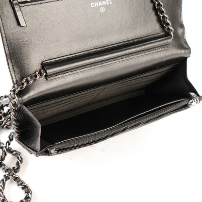 Chanel Lambskin Quilted Boy Wallet On Chain WOC Black 8 of 9