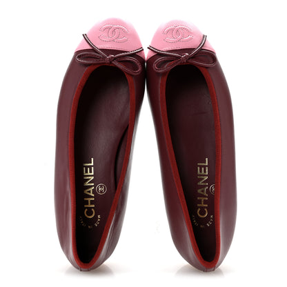 Chanel Lambskin Cap Toe CC Slingback Flats 35 Burgundy Pink 36 Burgundy Pink 2 of 11