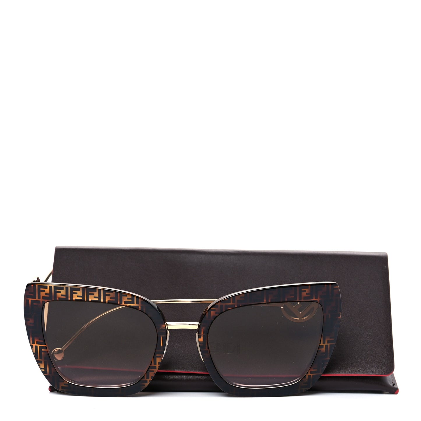 Acetate Metal F is Fendi FF Square Cat Eye Sunglasses FF 0424/F/S Havana