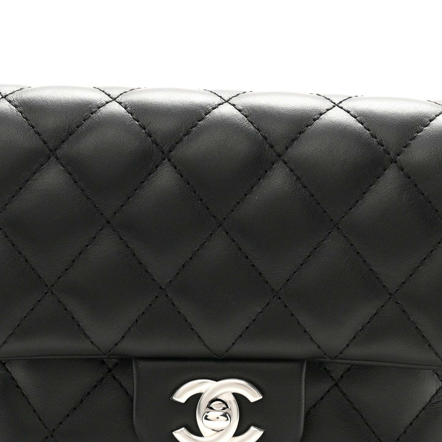 Calfskin Quilted CC Uniform Flap Belt Bag Black