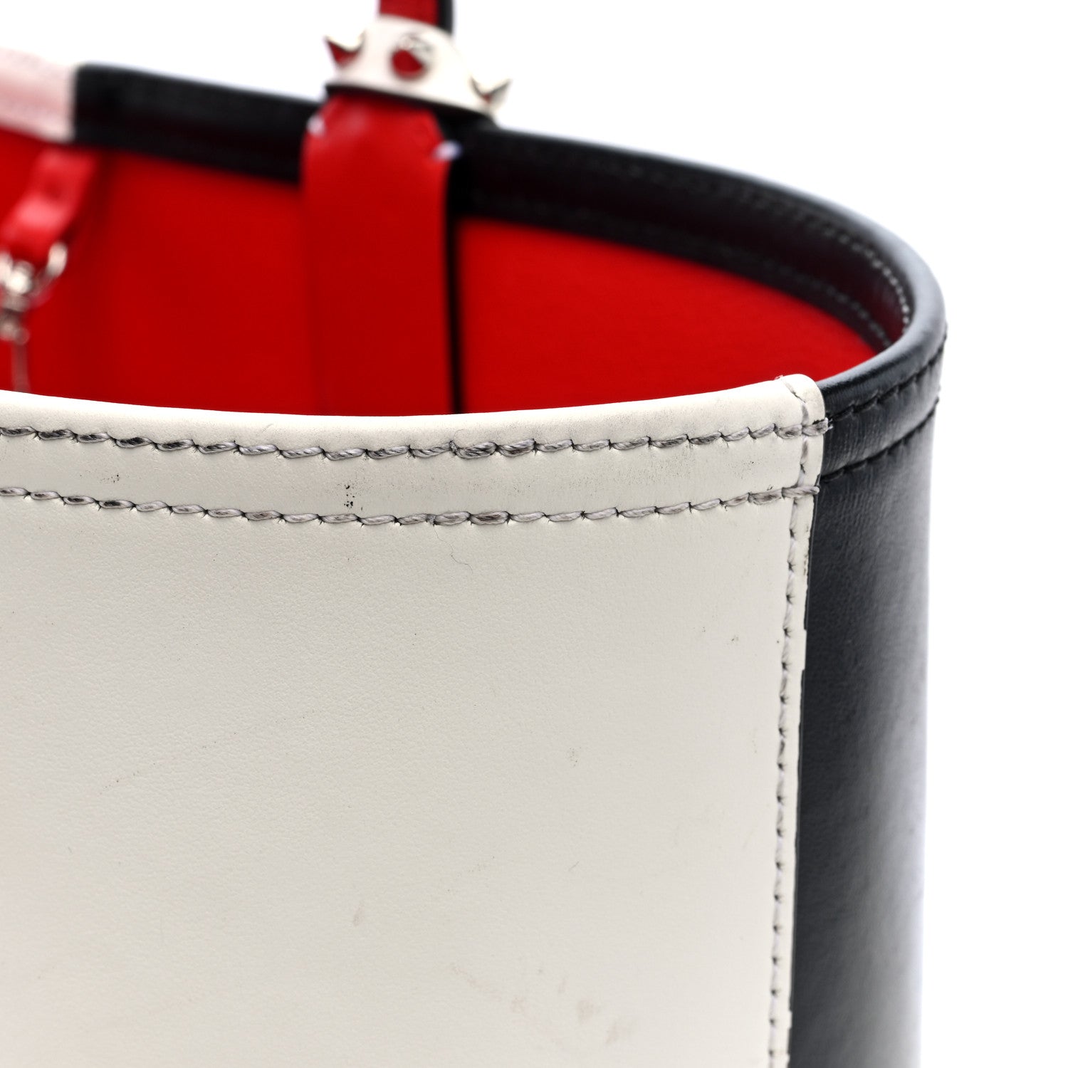 Christian Louboutin Calfskin Empire Spikes Small Bi-Color East West Cabata Tote Black White 11 of 11