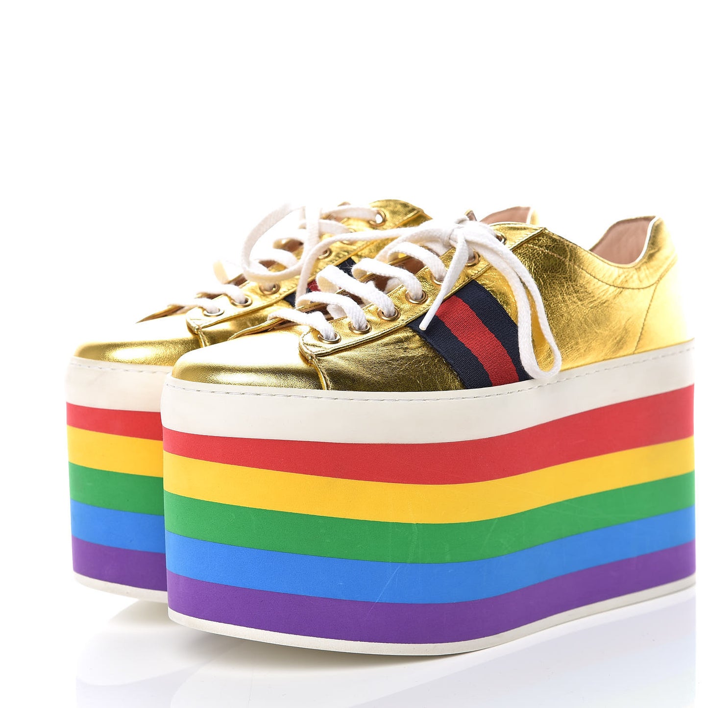 Metallic Nappa Peggy Platform Sneakers 38 Oro Vecchio