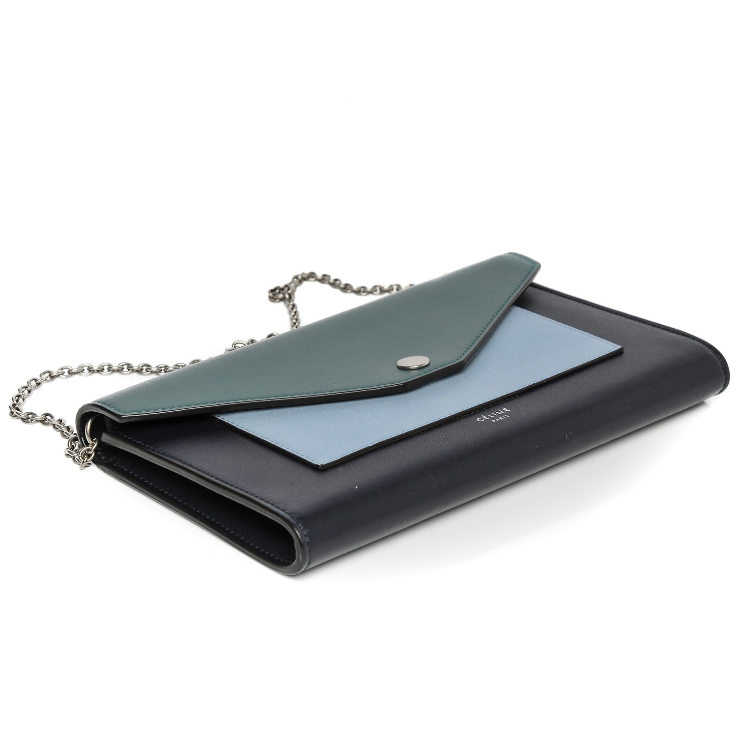 Celine Shiny Calfskin Large Pocket Flap On Chain Green Smoke 4 of 7