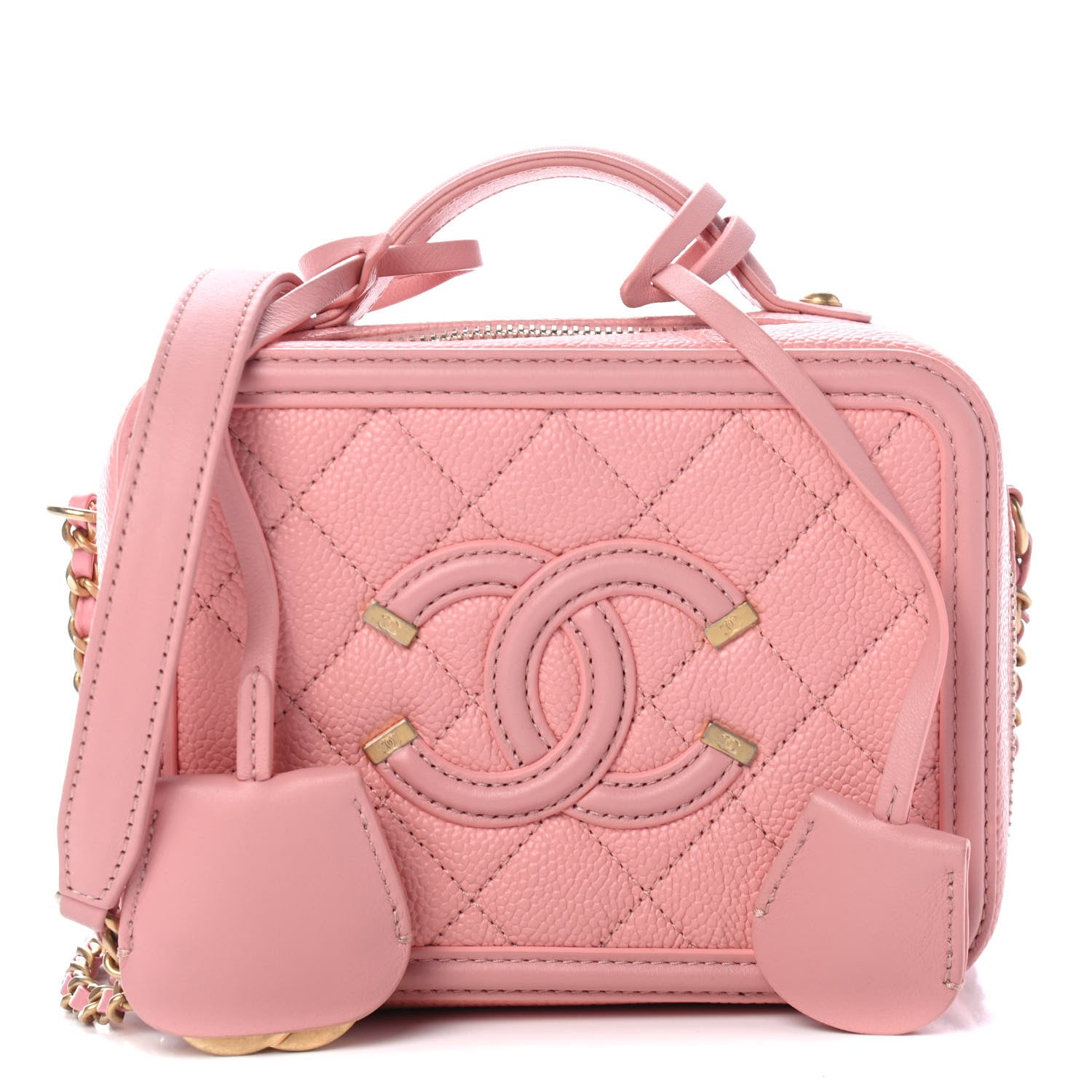 Chanel Caviar Quilted Small CC Filigree Vanity Case Pink 1 of 4