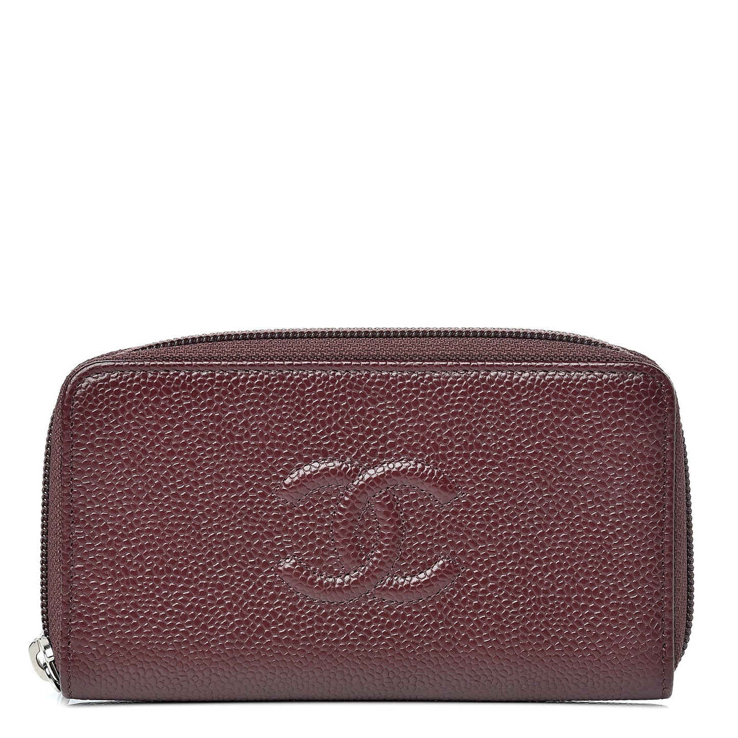 Caviar Small Timeless Zip Around Wallet Burgundy