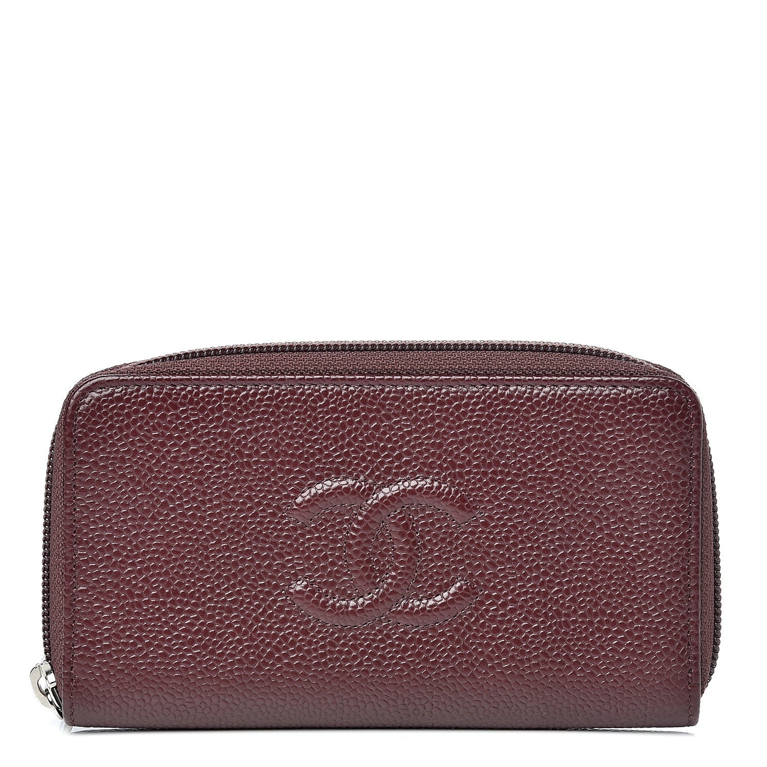 Chanel Caviar Small Timeless Zip Around Wallet Burgundy 1 of 9