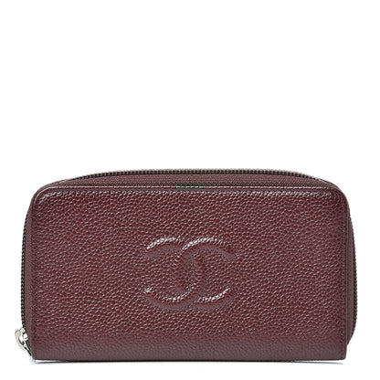 Chanel Caviar Small Timeless Zip Around Wallet Burgundy 1 of 9
