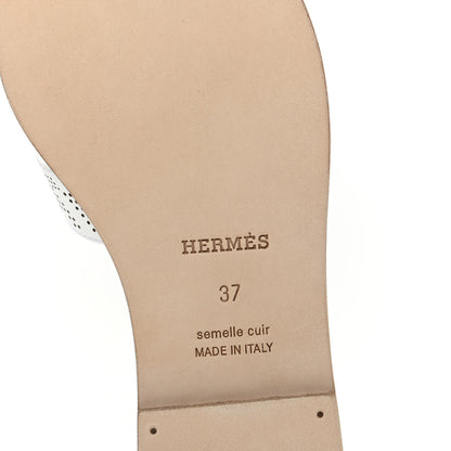 Hermes Calfskin Perforated Oran Sandals 37 White 9 of 11