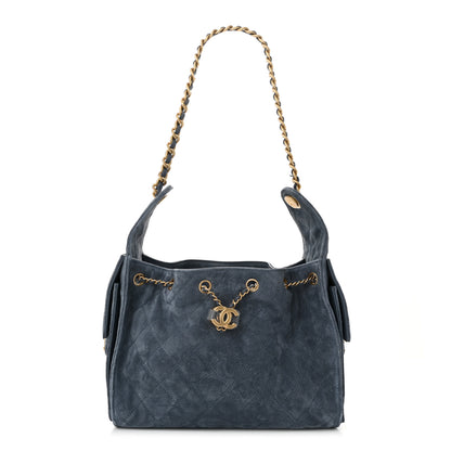 Chanel Suede Quilted Small Chanel 25 Handbag Blue 1 of 10