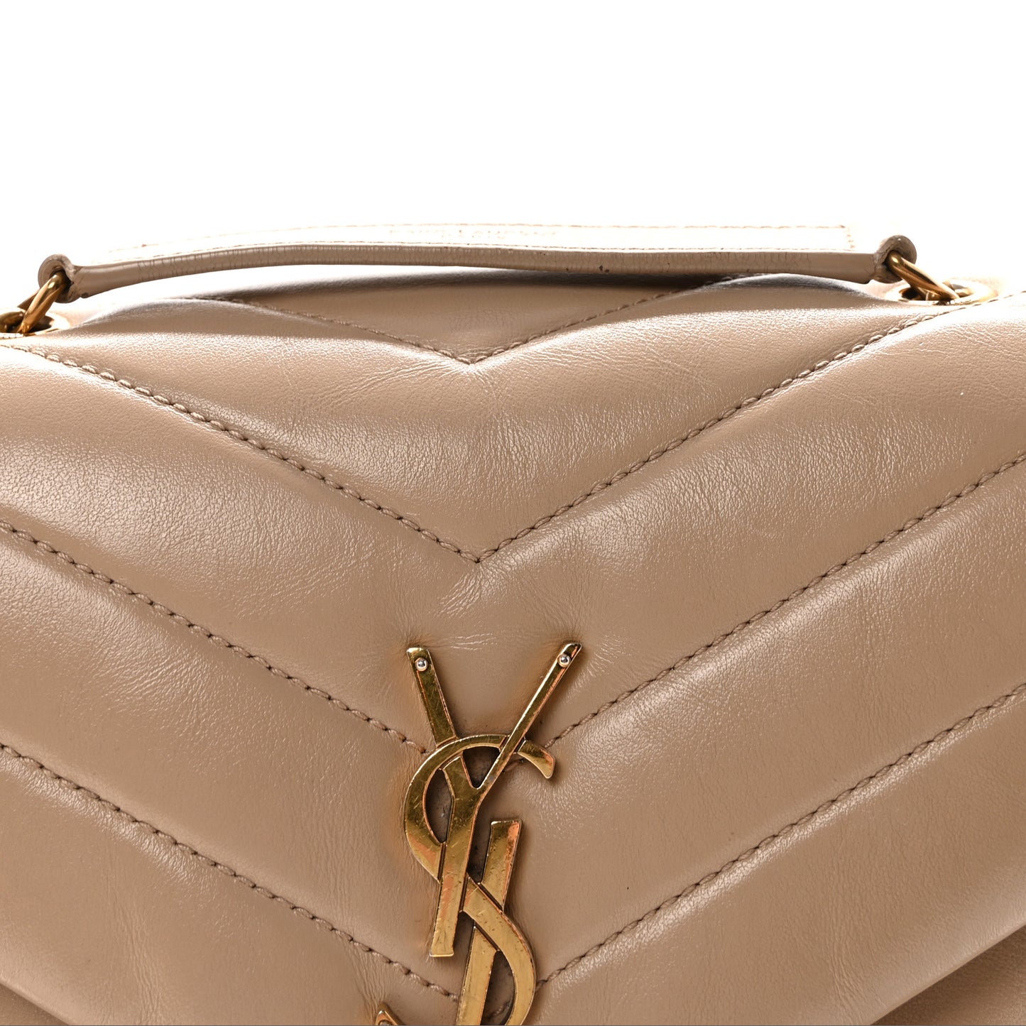 Calfskin Y Quilted Monogram Small Loulou Chain Satchel Dark Beige