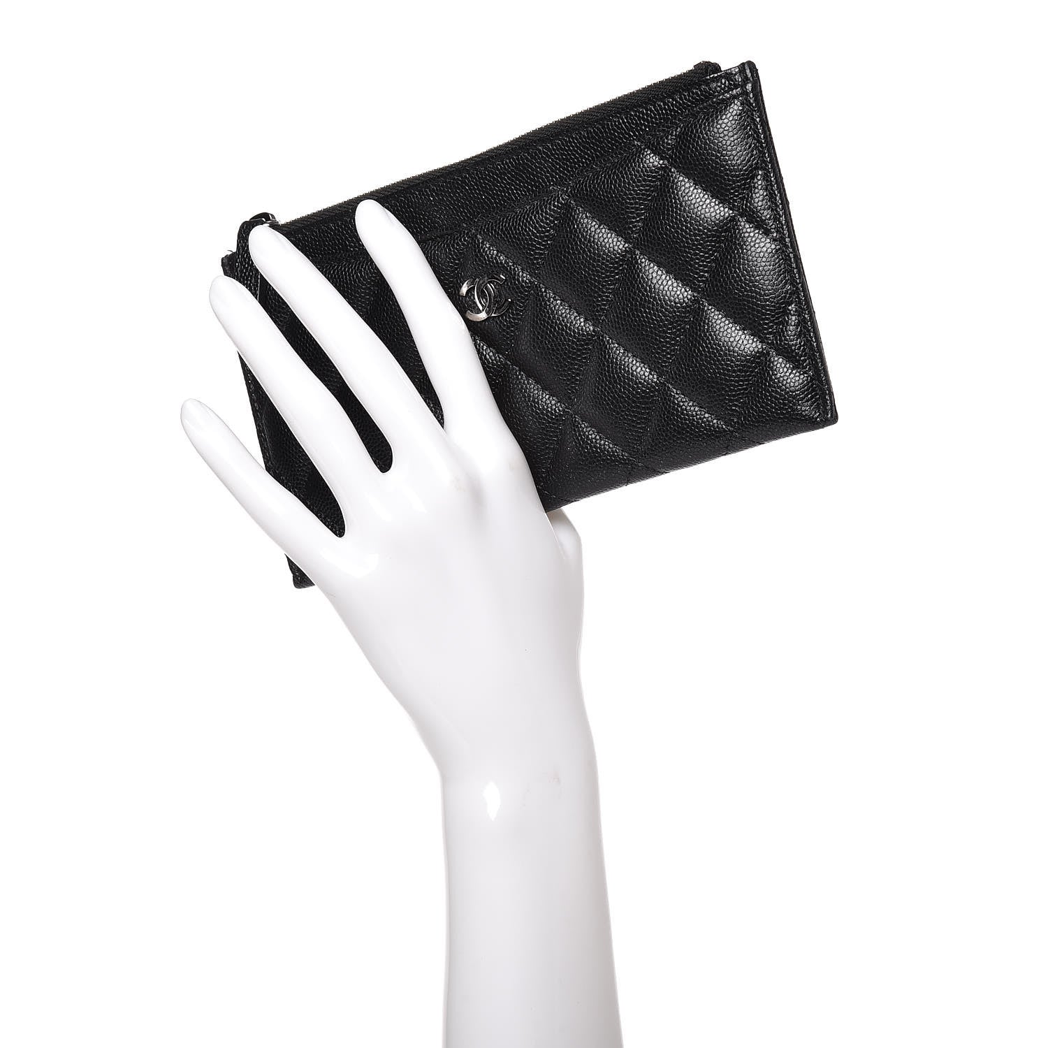 Chanel Iridescent Caviar Quilted Classic Zip Pouch Black 2 of 10