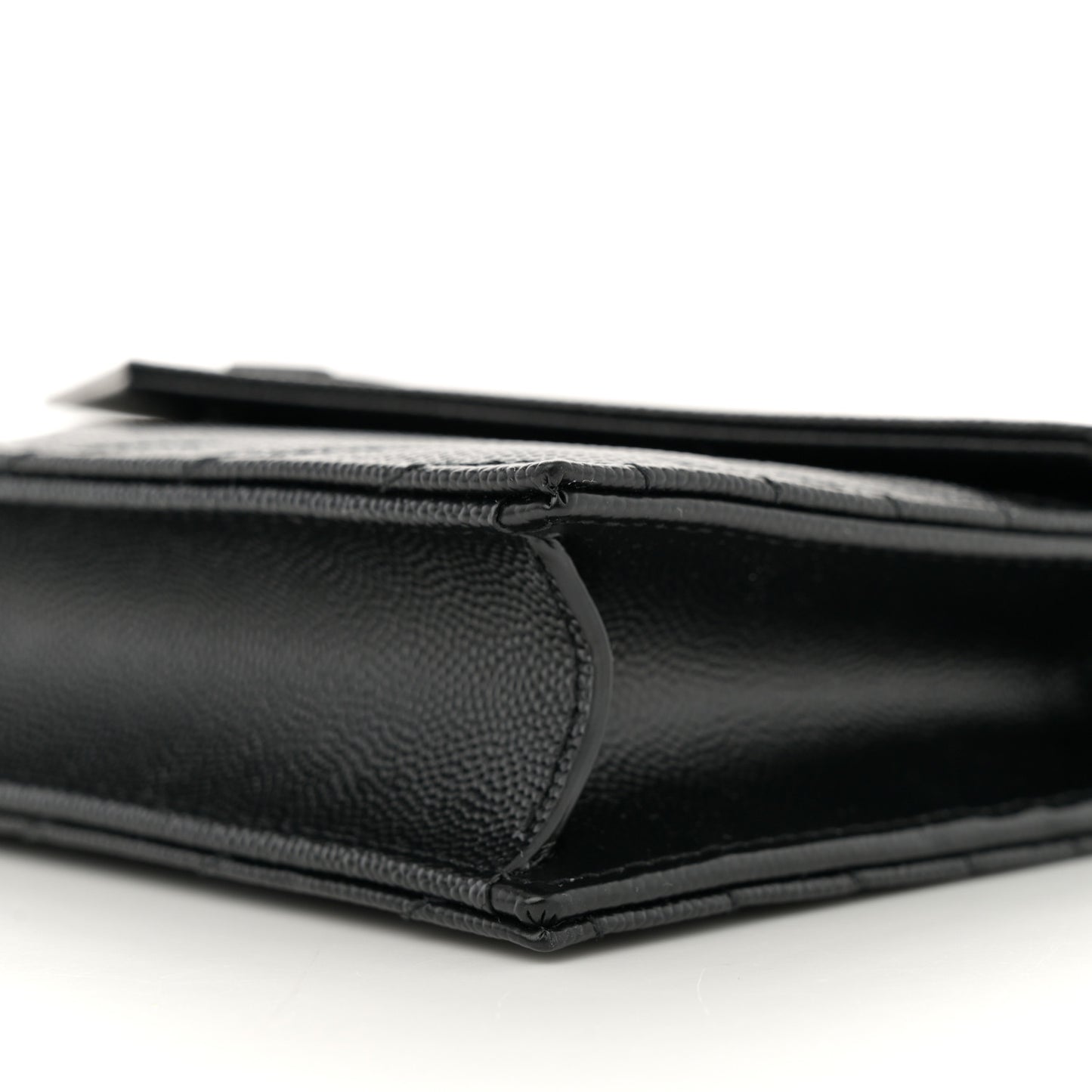 Grain De Poudre Matelasse Chevron Monogram Monochrome Envelope Chain Wallet Black