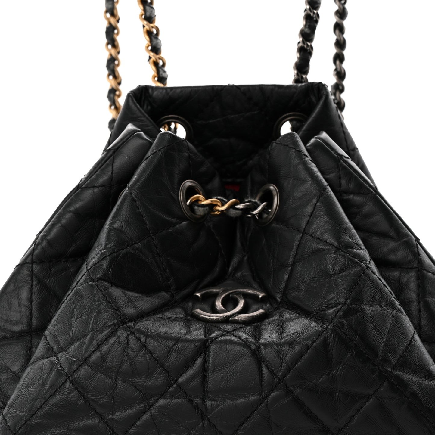 Aged Calfskin Quilted Small Gabrielle Backpack Black