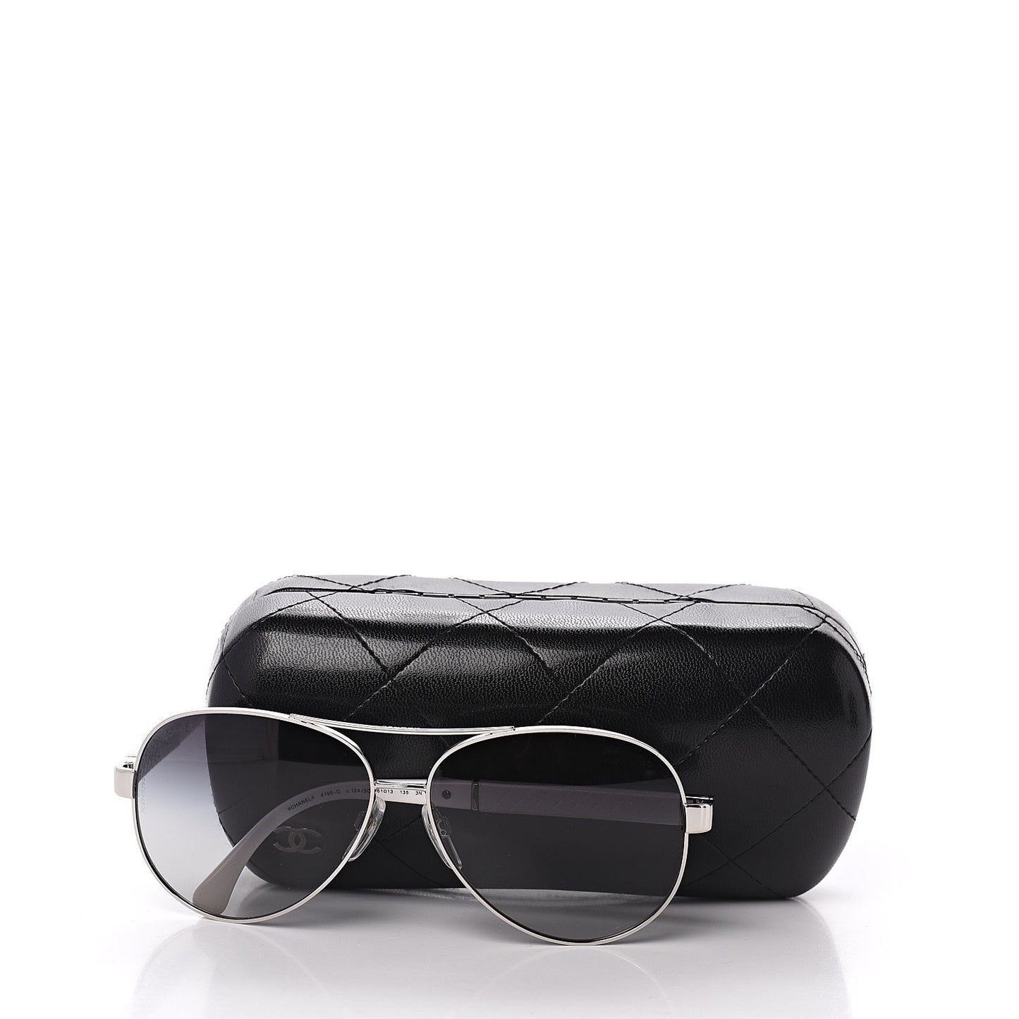 Lambskin Quilted CC Aviator Sunglasses 4195-Q White Silver