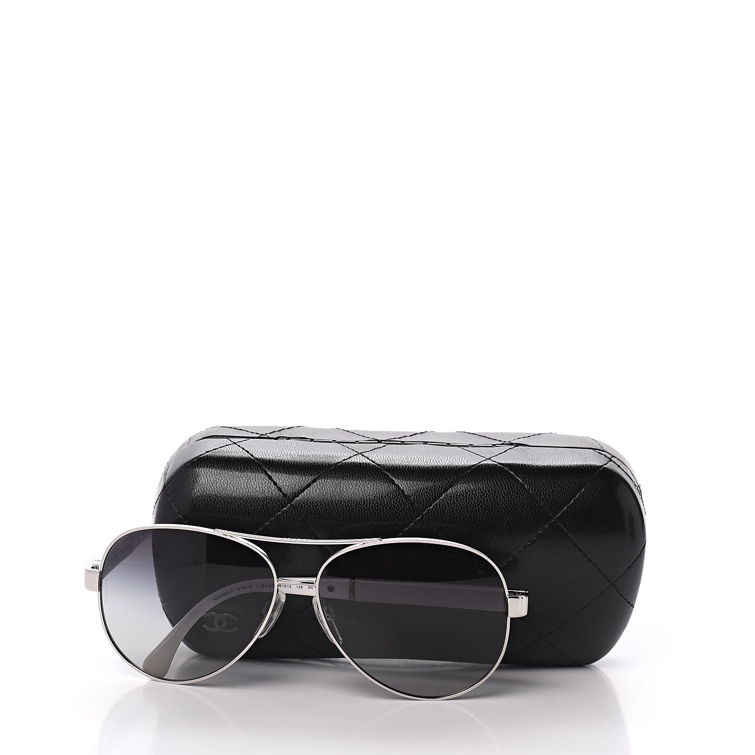 Chanel Lambskin Quilted CC Aviator Sunglasses 4195-Q White Silver 7 of 7