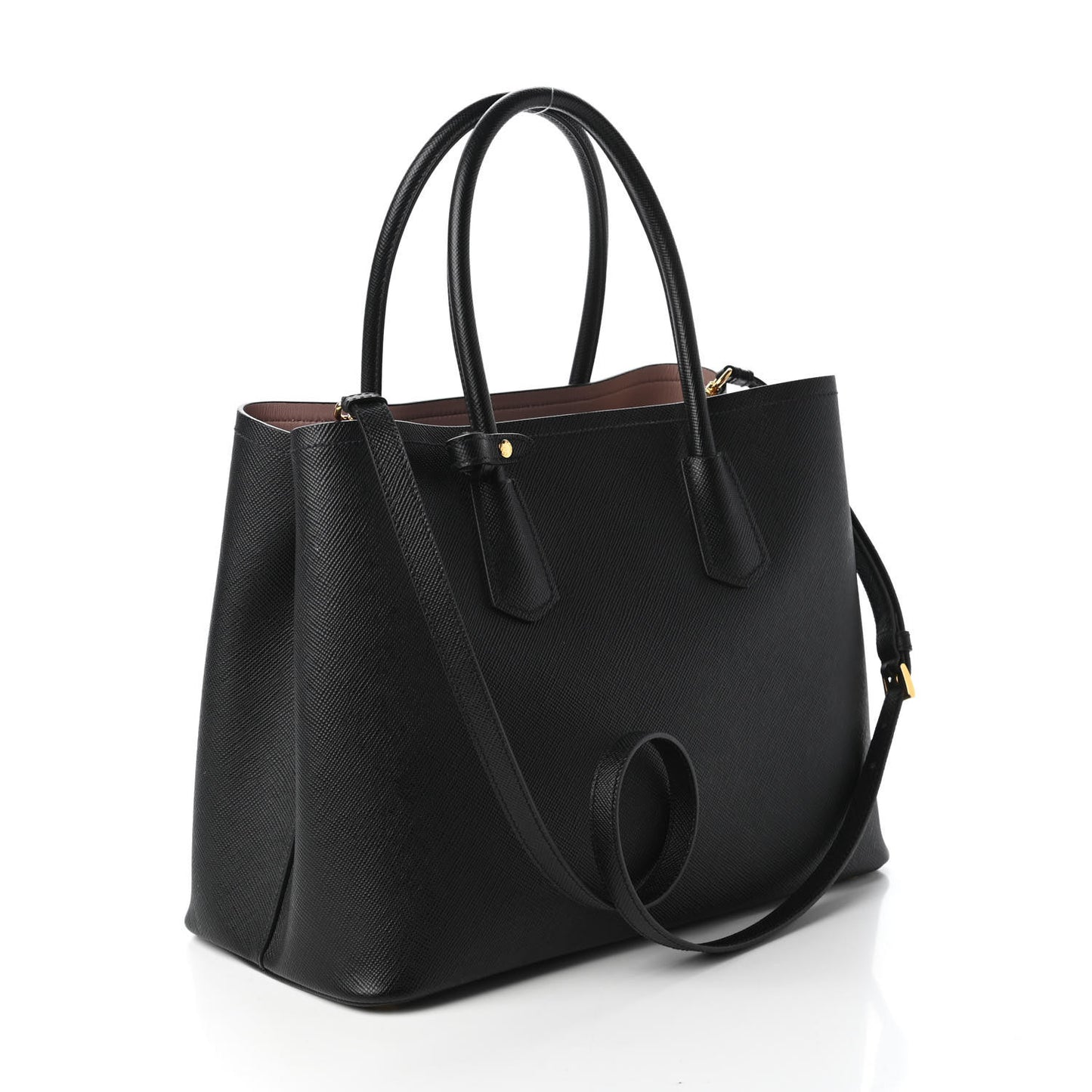 Saffiano Cuir Large Double Bag Black Mughetto