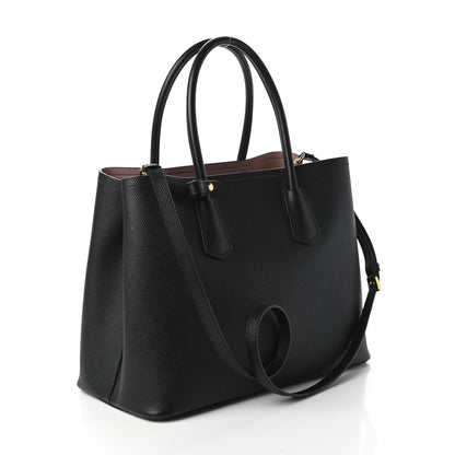 Prada Saffiano Cuir Large Double Bag Black Mughetto 3 of 9