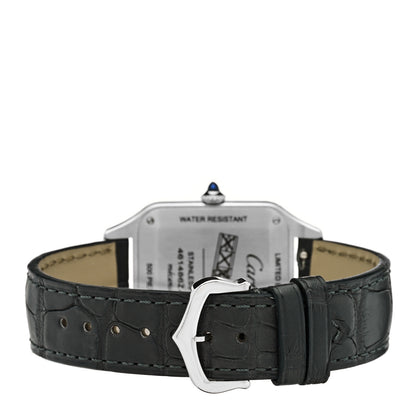 Cartier Stainless Steel 18K Yellow Gold Alligator 31.5mm Santos Dumont Automatic Watch Black 3 of 4