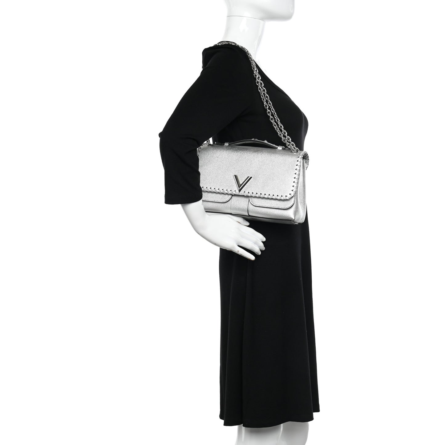 Cuir Plume Ecume Very Chain Bag Argent