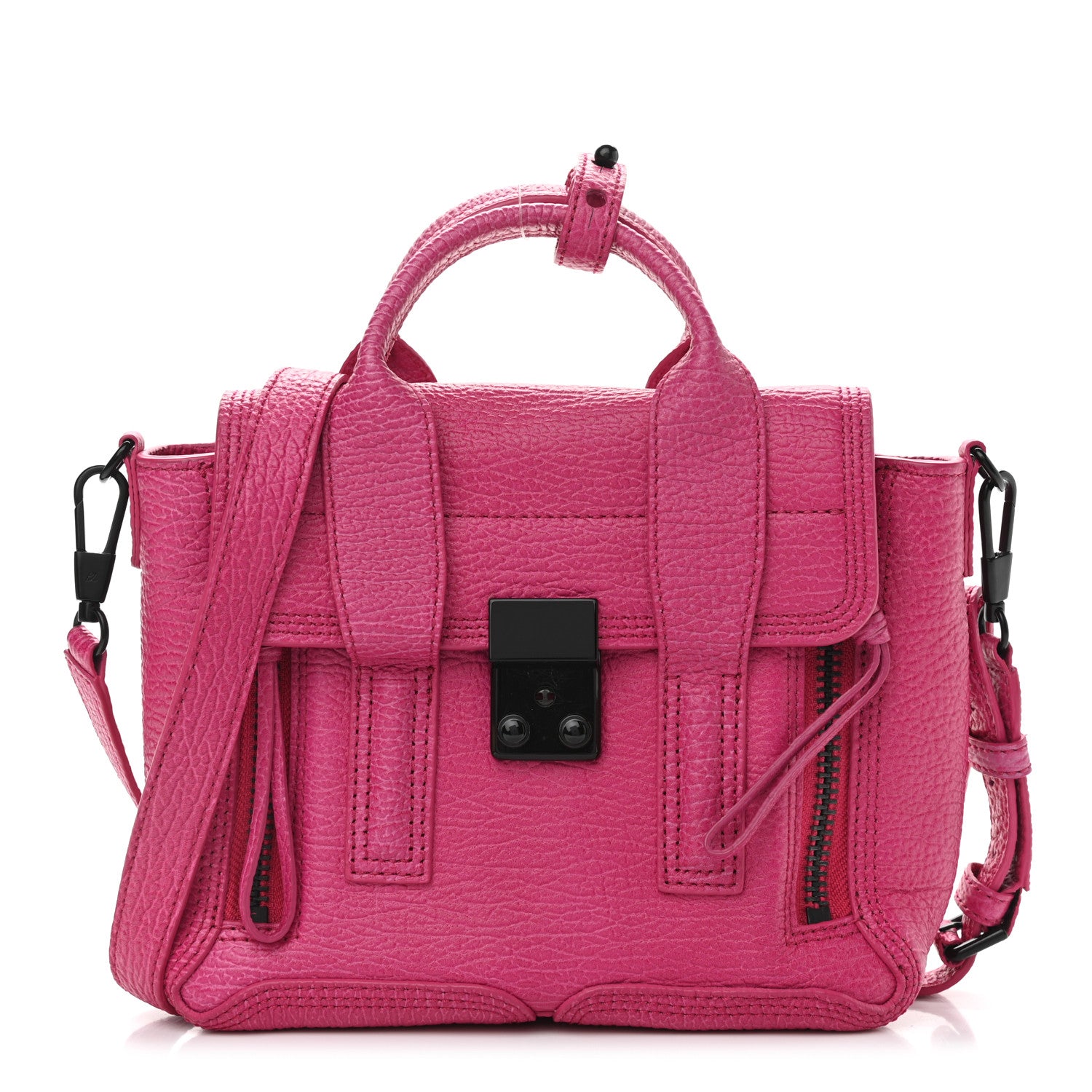 3.1 Phillip Lim Textured Calfskin Mini Pashli Satchel Magenta 1 of 12