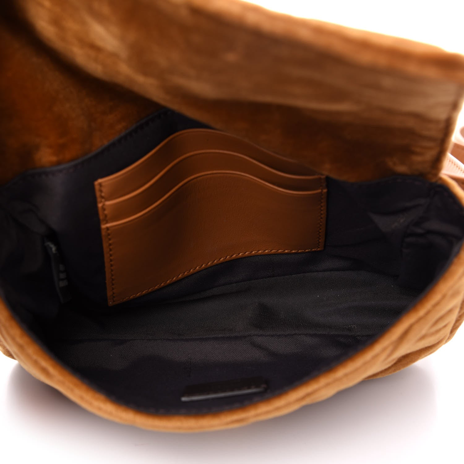 Fendi Velvet FF Embossed Hip Belt Baguette Bag Caramel 5 of 11