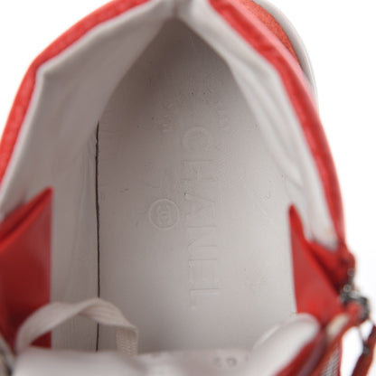 Chanel Calfskin Pearl High Top CC Sneakers 38 Red 8 of 10
