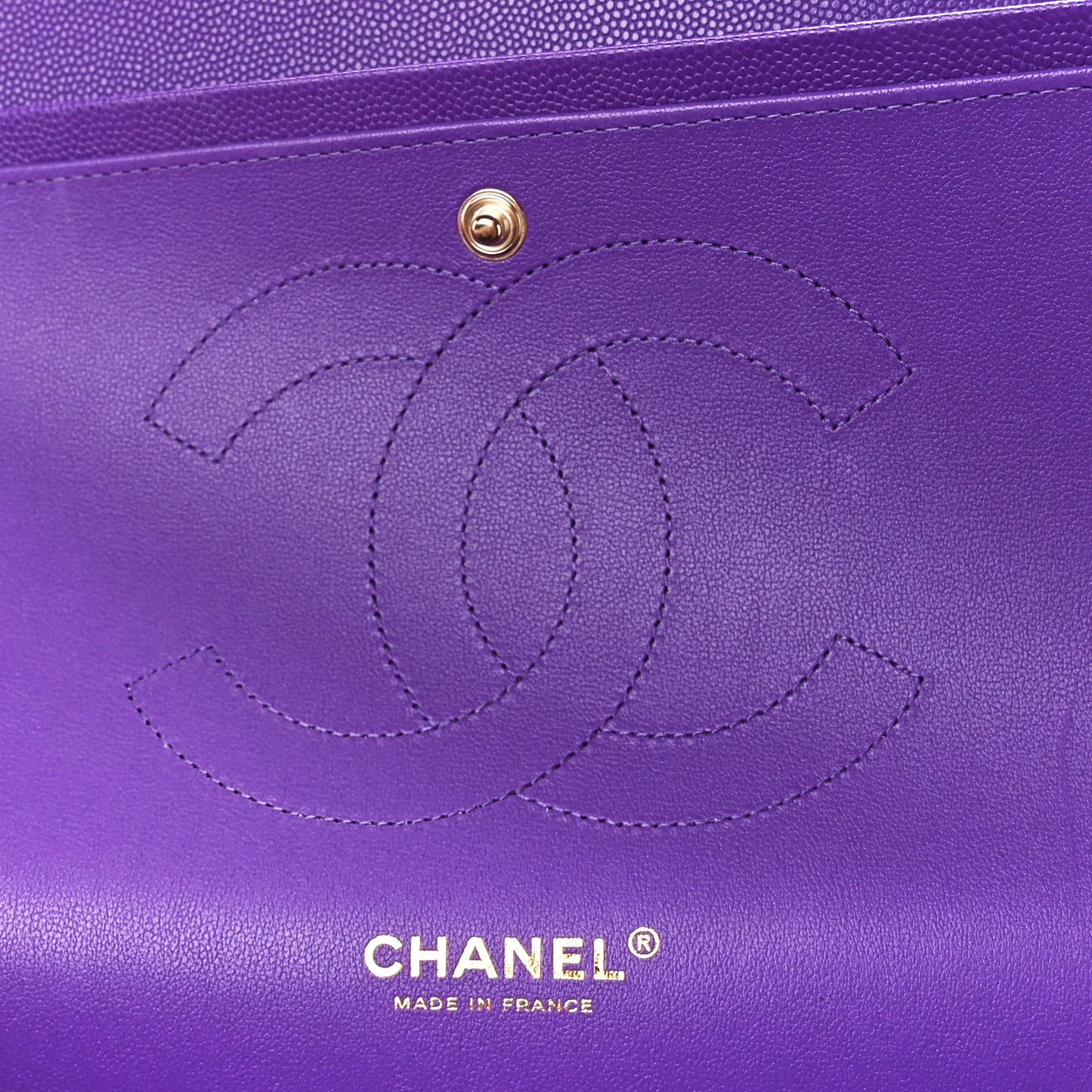 Caviar Quilted Jumbo Double Flap Purple