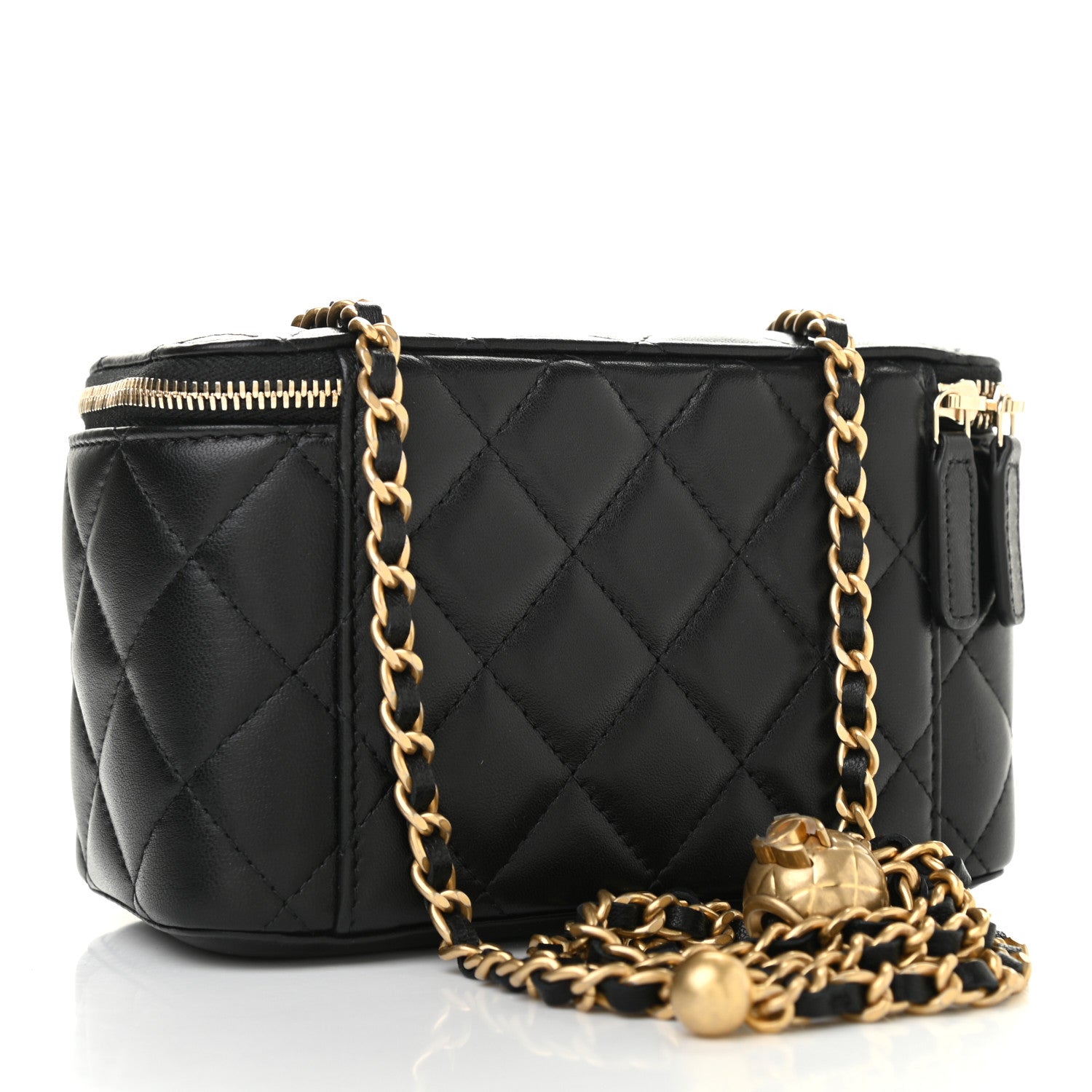 Chanel Lambskin Quilted Pearl Crush Small Vanity Case With Chain Black 3 of 9