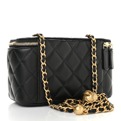 Chanel Lambskin Quilted Pearl Crush Small Vanity Case With Chain Black 3 of 9