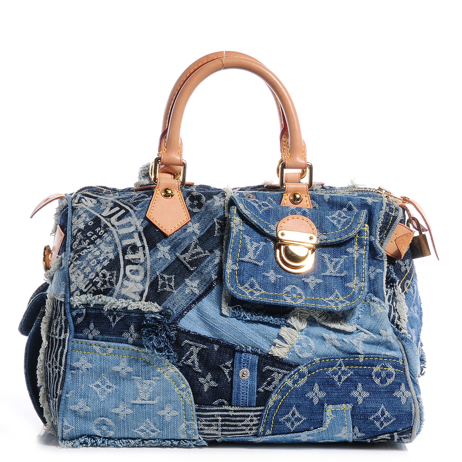 Louis Vuitton Denim Patchwork Speedy 30 Blue 1 of 7