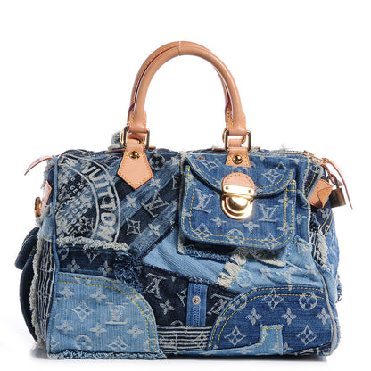 Louis Vuitton Denim Patchwork Speedy 30 Blue 1 of 7