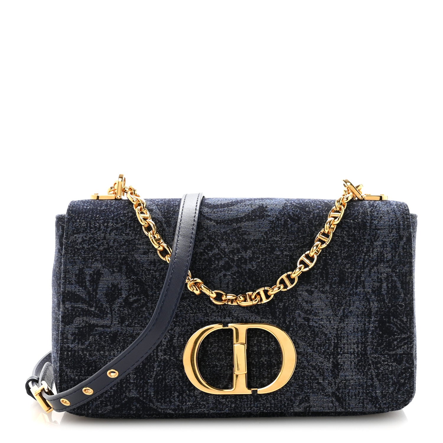 Christian Dior Denim Brocart Print Medium Caro Bag Blue 1834922