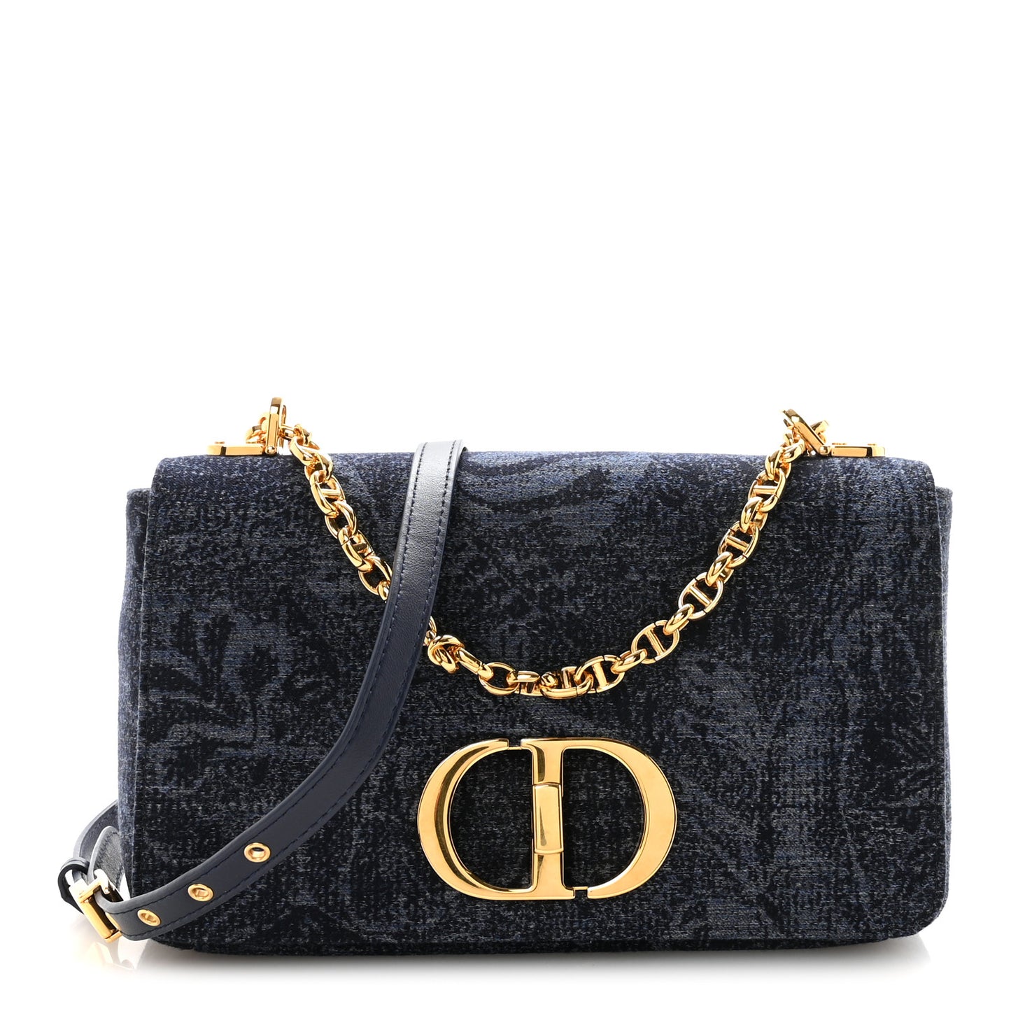 Denim Brocart Print Medium Caro Bag Blue