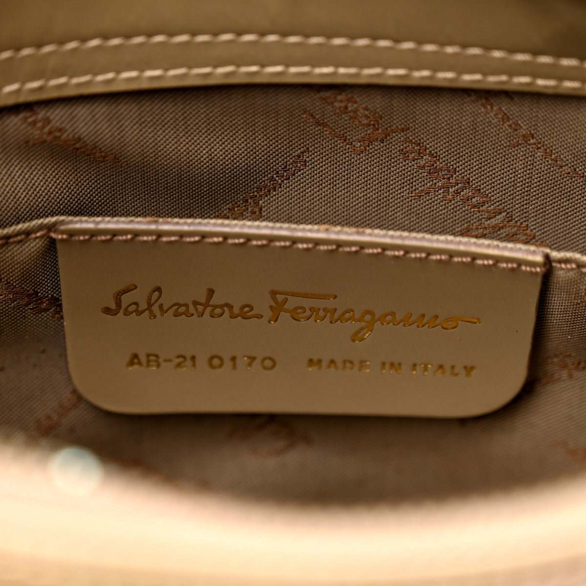 Brushed Calfskin Gancini Hobo Beige