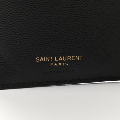 Saint Laurent Grain De Poudre Matelasse Chevron Monogram Zipped Two-Part Wallet Black 6 of 6