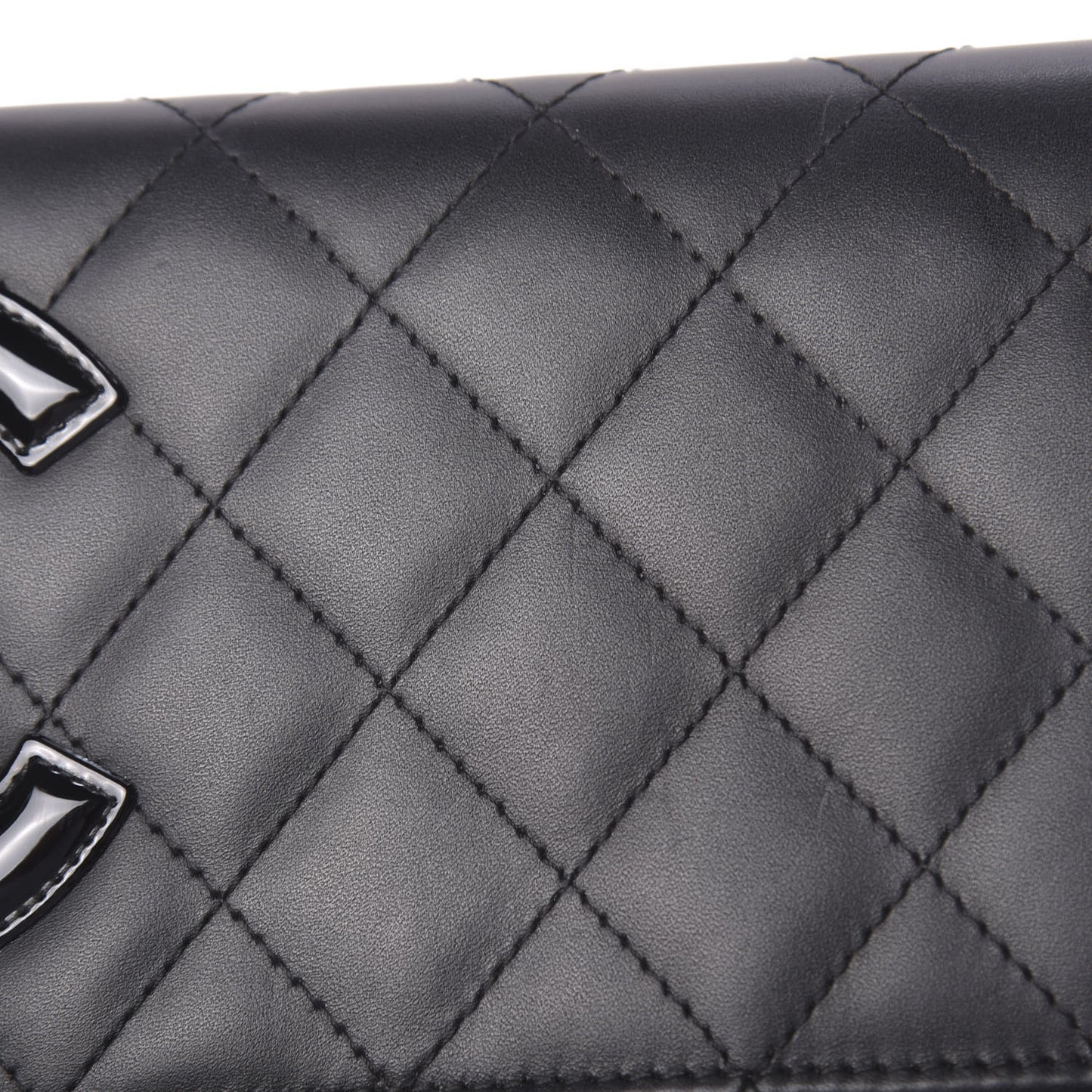 Calfskin Quilted Cambon Wallet On Chain WOC Black