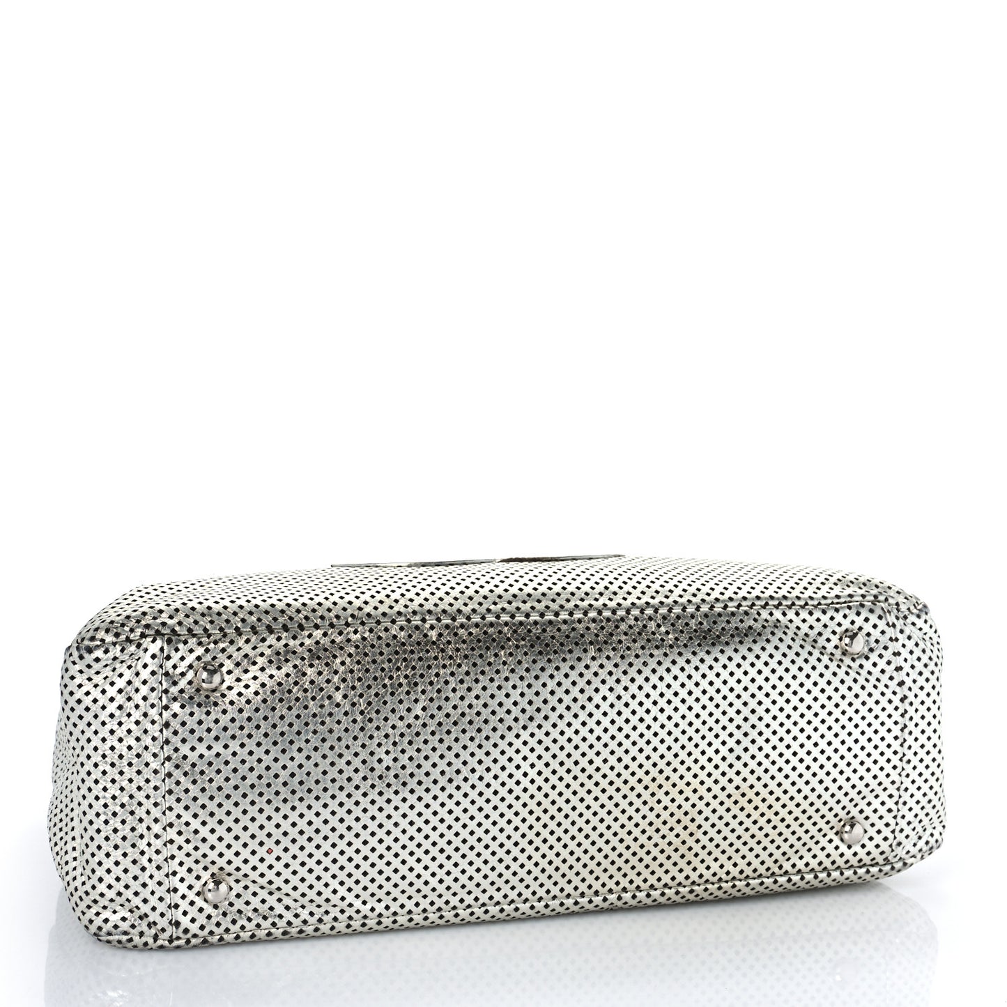 Metallic Glazed Calfskin Perforated Rodeo Drive Hobo Silver