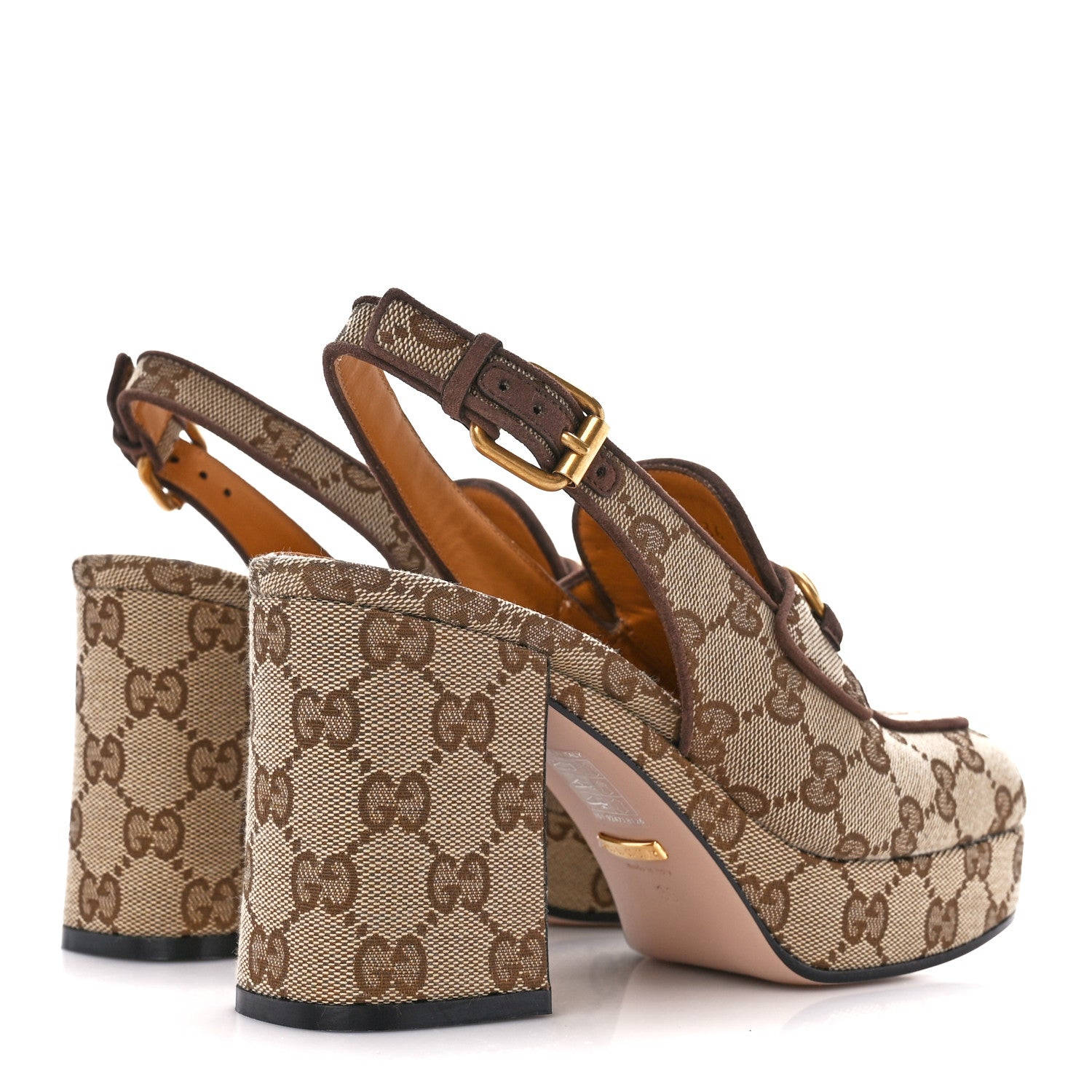 Gucci Monogram Goatskin Horsebit Clog Mules 36 Beige Ebony New Acero 4 of 9